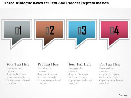 Eh four dialogue boxes for text and process representation powerpoint template