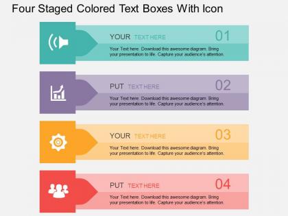 Eh four staged colored text boxes with icons flat powerpoint design