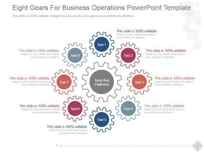 Eight gears for business operations powerpoint template