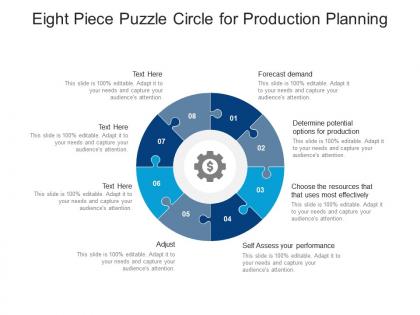 Eight piece puzzle circle for production planning
