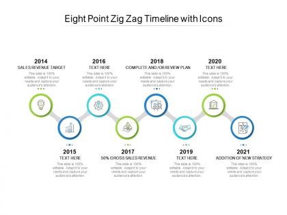 Eight point zig zag timeline with icons