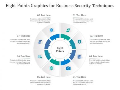 Eight points graphics for business security techniques infographic template