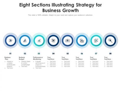 Eight sections illustrating strategy for business growth