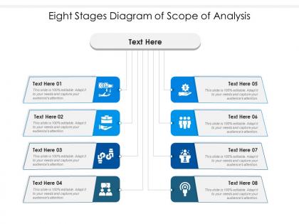 Eight stages diagram of scope of analysis infographic template
