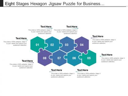 Eight stages hexagon jigsaw puzzle for business presentation