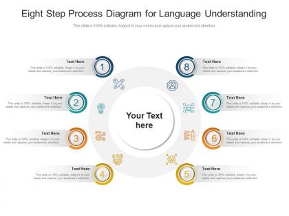 Eight step process diagram for language understanding infographic template