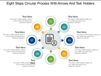 Eight steps circular process with arrows and text holders