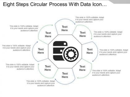 Eight steps circular process with data icon and text holders