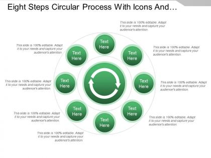 Eight steps circular process with icons and text holders