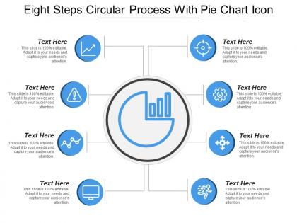 Eight steps circular process with pie chart icon