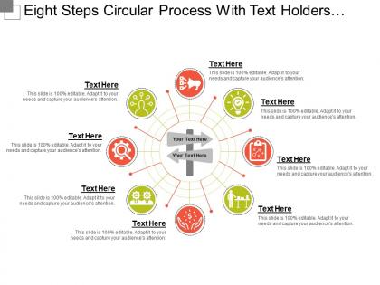 Eight steps circular process with text holders and icons