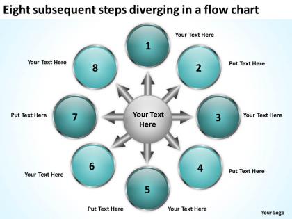 Eight subsequent steps diverging a flow chart cycle powerpoint templates