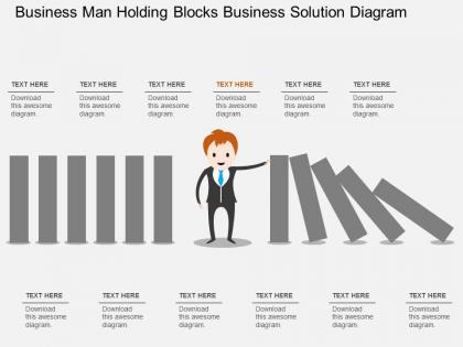 Ej business man holding blocks business solution diagram flat powerpoint design