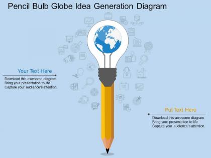Ek pencil bulb globe idea generation diagram flat powerpoint design