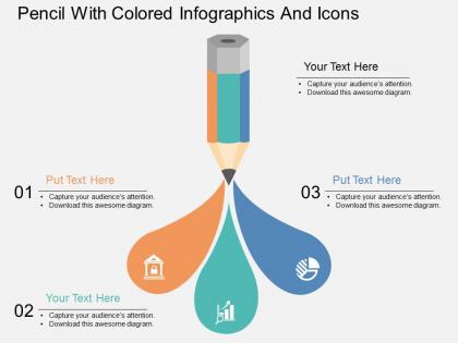 El pencil with colored infographics and icons flat powerpoint design