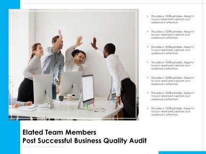 Elated team members post successful business quality audit