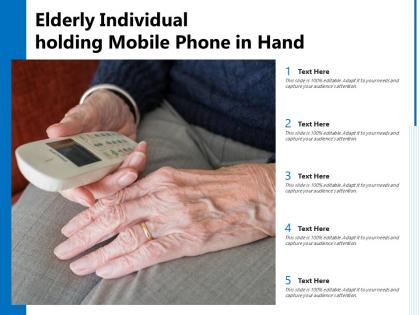 Elderly individual holding mobile phone in hand