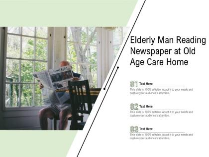 Elderly man reading newspaper at old age care home