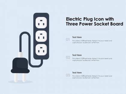 Electric plug icon with three power socket board