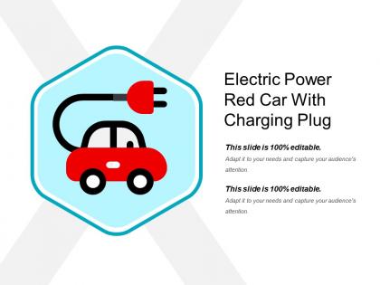 Electric power red car with charging plug