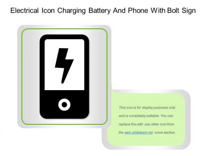 Electrical icon charging battery and phone with bolt sign
