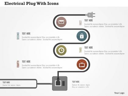 Electrical plug with icons flat powerpoint design