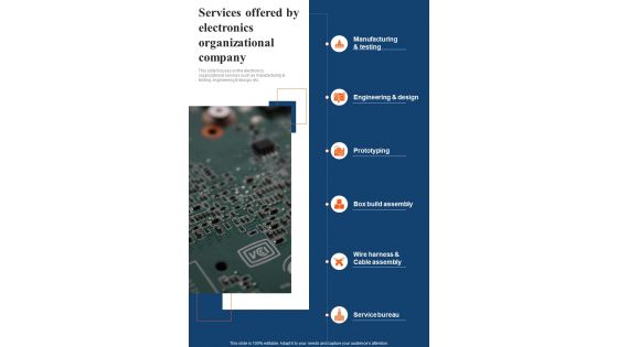 Electronic Repair Services Offered By Electronics Organizational One Pager Sample Example Document
