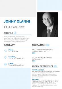 Elegant resume template for professionals ceo executive