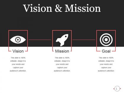 Elegant vision mission and goals slide with icons ppt slides