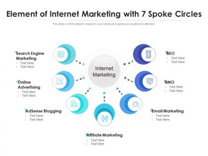 Element of internet marketing with 7 spoke circles