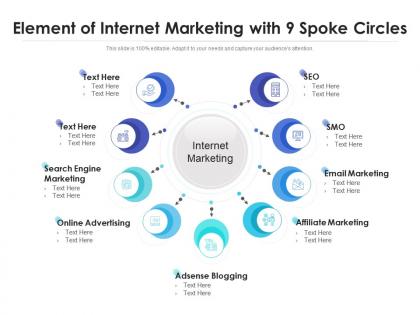 Element of internet marketing with 9 spoke circles