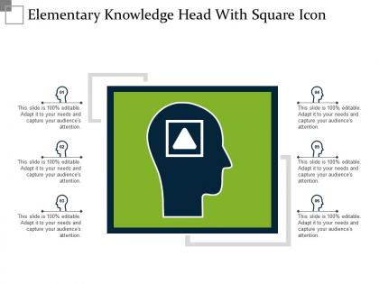 Elementary knowledge head with square icon