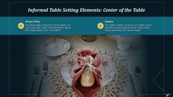 Elements Positioned In Center Of The Informal Table Setting Training Ppt