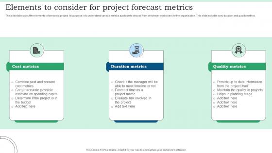 Elements To Consider For Project Forecast Metrics