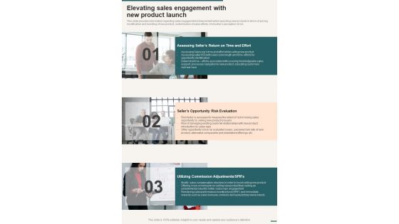 Elevating Sales Engagement With New Product Launch One Pager Sample Example Document