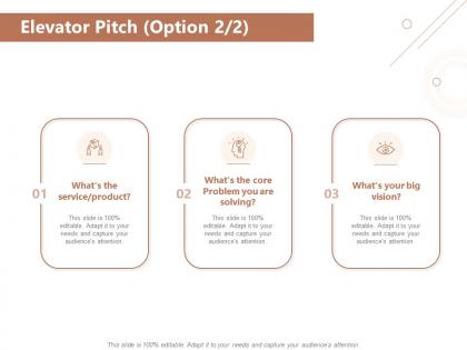 Elevator pitch option vision ppt powerpoint presentation styles introduction