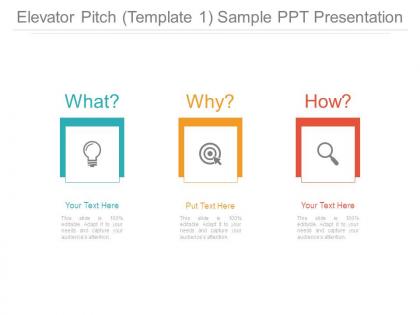 Elevator pitch template 1 sample ppt presentation