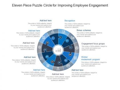Eleven piece puzzle circle for improving employee engagement