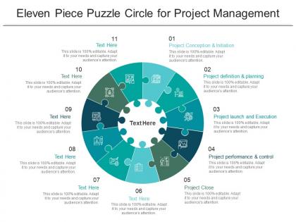 Eleven piece puzzle circle for project management