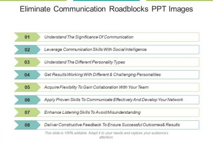 Eliminate communication roadblocks ppt images