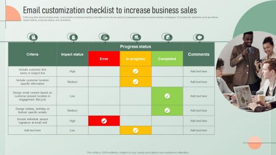 Email Customization Checklist To Increase Strategic Email Marketing Plan For Customers Engagement