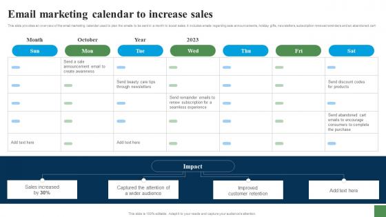Email Marketing Calendar To Increase Sales Expanding Customer Base Through Market Strategy SS V