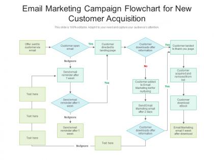 Email marketing campaign flowchart for new customer acquisition