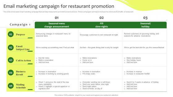 Email Marketing Campaign For Restaurant Promotion Online Promotion Plan For Food Business