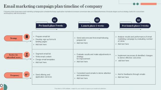 Email Marketing Campaign Plan Timeline Of Company Organic Marketing Approach