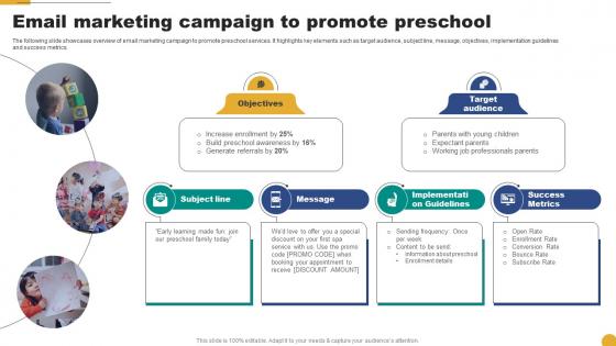 Email Marketing Campaign To Promote Preschool Kids School Promotion Plan Strategy SS V