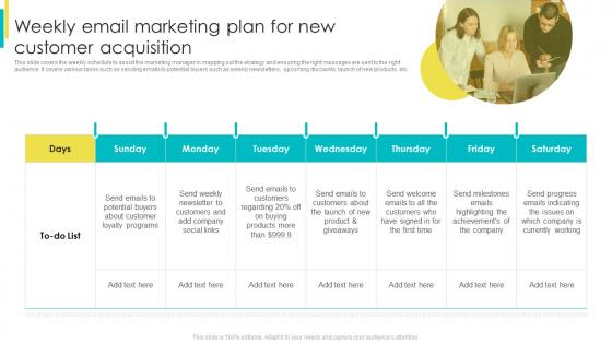 Email Marketing For Customer Acquisition Weekly Email Marketing Plan For New Customer Acquisition