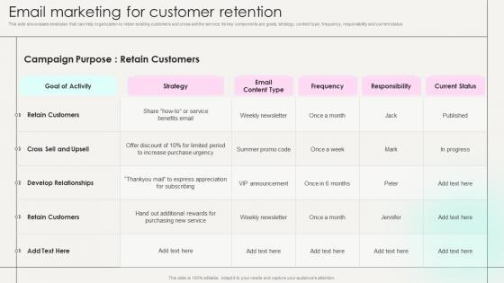 Email Marketing For Customer Retention Marketing Strategies New Service