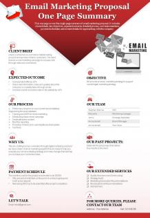 Email marketing proposal one page summary presentation report infographic ppt pdf document