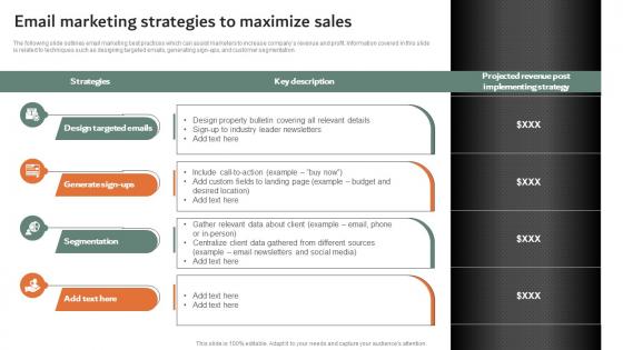 Email Marketing Strategies To Maximize Sales Online And Offline Marketing Strategies MKT SS V